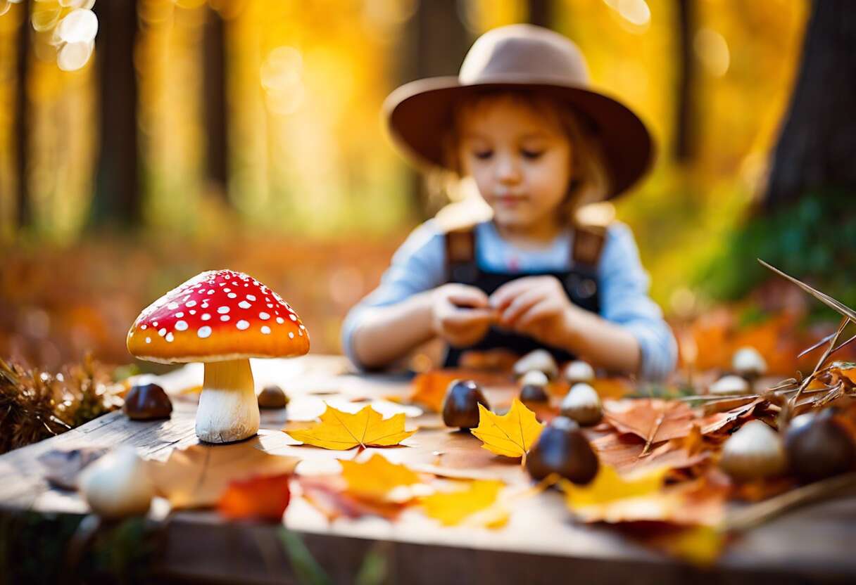 L'art champêtre en automne : peinture et collage de champignons pour les enfants