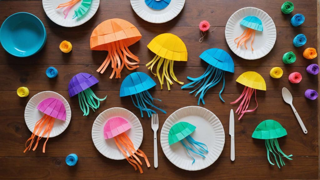 Comment créer une activité de méduses en papier crépon pour enfants ?