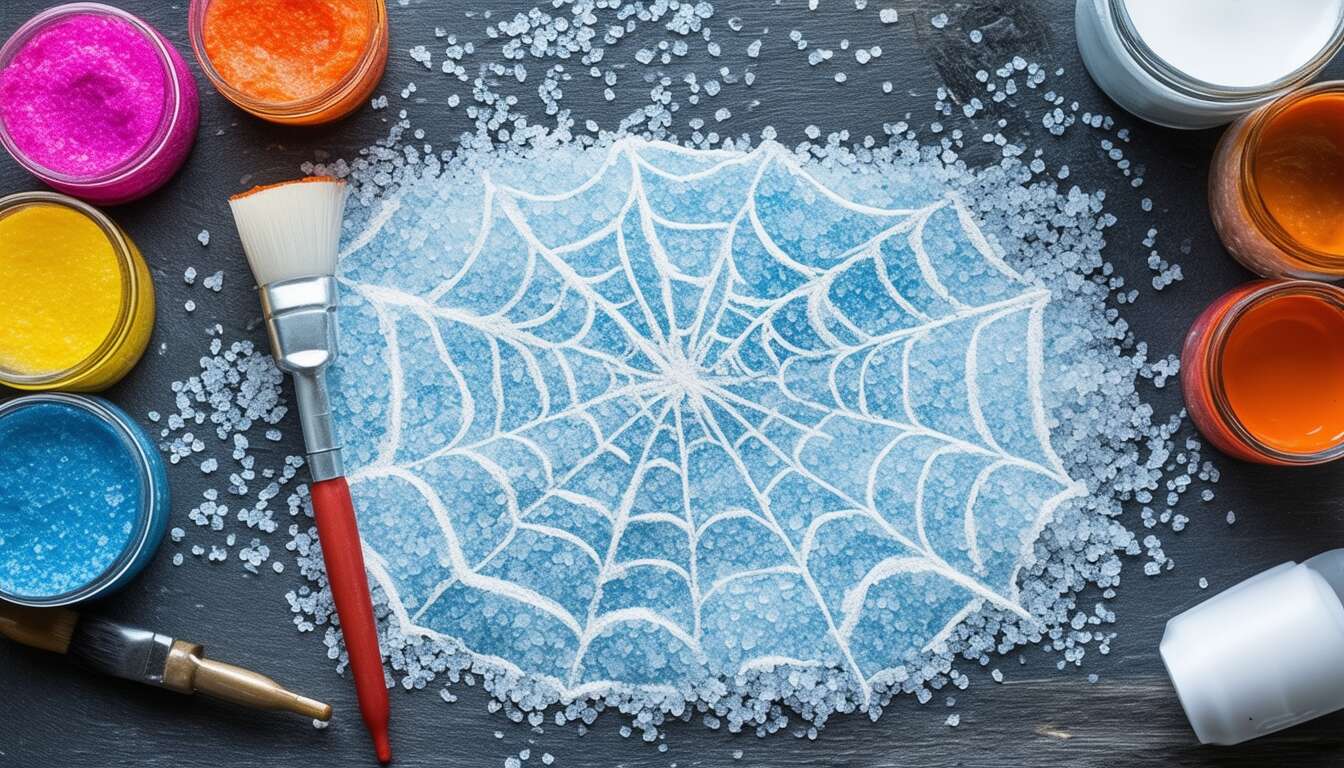 Comment créer une toile d'araignée en peinture sur sel pour une activité ludique et éducative ?